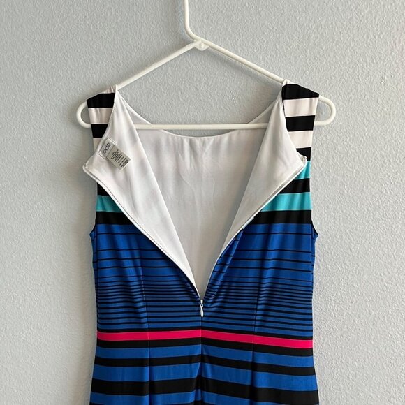 Cache Sleeveless Lined Jersey Knit Pencil Sheath‎ Dress Colorblock Stripe Sleeve - Picture 9 of 10